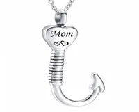 New Titanium Steel Cremation Fish Hook Heart Pendant Keepsake Urn Necklace For Ashes Memorial Jewelry Memento2787589