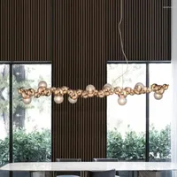 Chandeliers Nordic Led Chandelier Luxury Art Light Restaurant Living Room Long Dining Table Bar Pendant Lamp Deco Ceiling Lustre Fixture