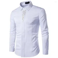 Men's Casual Shirts Sleeve European Mans Long Embroidered Summer Shirt For Men Dress Suit Top Tees Streetwear