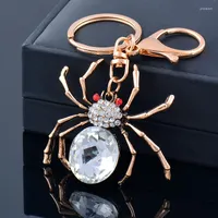 Keychains Sinleery Trend Animal Spider Red Bird Rose Gold Color Keychain Cubic Zirconia Key Ring Jewely 2022 Llegada YS003 SSP