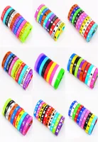 100pcslot Jelly Glow Jesus Cross Peace Butterfly Love Heart and Grow In The Dark Cuff Silicone Bracelets For Man Women 17 Style 8250238