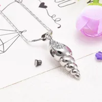 Chains Pet Cremation Ashes Jewelry Creative Design Spiral Crystal Set Pendant For Woman Urn Necklace Stainless Steel Conch