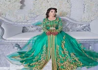 Long Sleeved Emerald Green Muslim Formal Evening Dress Abaya Designs Dubai Turkish Prom Evening Dresses Gowns Moroccan Kaftan9810878