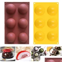 Baking Moulds Cupcake Baking Mod 6 Holes Sile Molds For Chocolate Cake Jelly Pudding Handmade Soap Round Shape Half Sphere Mold Non Dhqtg