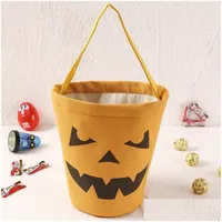 Party Favor Halloween Canvas Bucket Party Favor Cartoon Pumpkin Vampire Ghost Witch Handbags Candy Bag Kids Gift Bags B3 Drop Delive Dhrel
