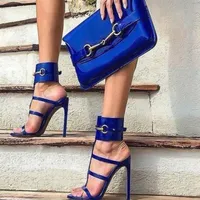2021 summer women metal sequin pumps sexy ankle strap gladiator sandals thin heel cuts out buckle high heels leather party8690598