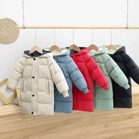 Abrigo de abajo para ni￱os Invierno Invierno Adolescentes Bi￱os Ni￱os Cotton Cottonpadded Parka Coats Engrosar las chaquetas largas c￡lidas para ni￱os para ni￱os.