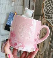 Autentic Sakura Starbucks Cherry Blossom Series Pink 355ml Happy Cat Caneca Cemic Cupic5562643