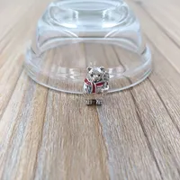 925 Sterling Silver Beads Christmas Polar Bear Charm Charm Charms Fits European Pandora Style Jewelry Bracelets & Necklace 796466EN39 AnnaJewel