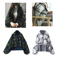 Scarves Wheelchair Blanket Thickening Shawl Cloak Women Wrap Cape Sweater Plush Thick Fleece Button271A