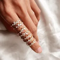 Cluster Rings 2022 Decalite CZ Cute Dainty Ring Gold Color Women Fashion Style Knuckle Midi Finger Bijoux Bagues Femme Jewelry