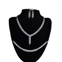 Necklace Earrings Set HADIYANA Simple Leaf Shapes Design For Women Party Elegant High Quality Cubic Zirconia CNY0042 Conjunto De Joyas