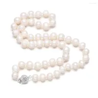 Chains Round 7-8mm White Freshwater Pearl Necklace Simple DIY Jewelry Gift Chain Length 43cm