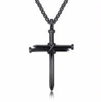 Designer Necklace Stainless Steel Men Women Cross Necklace Religious Gold Silver Black Nail Cross Pendant Necklace Jewelry Box Lin9560339