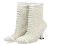 Cashmere Women Ankle Boots Concise Zip Women fashion Boots Srange Style Heel Knitted Stretch Boot Botas Femininas Com Sa4084267