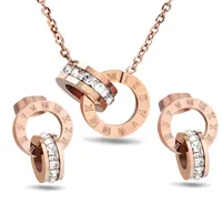 Fashion jewelry set rose gold necklace and earring set with Roma number high quality stainless steel set3281795