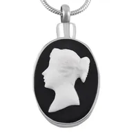 IJD9194 Stainless Steel Cremation Lady Statue of Oval Pendant Keepsake for Ashes Urn Memorial Necklace for Women Men Jewelry8910281