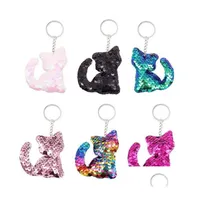 Key Rings Cat Keychains Colorf Sequins Glitter Key Holder Keyring Chain For Car Cellphone Bag Handbag Charms Drop Delivery Jewelry Dhggw