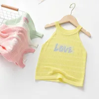 Girls Tank Top Children Tops Summer Kids Clothing Girl Vest Childrens Clothes Ice Cream Baby Knitted T-shirts E20731