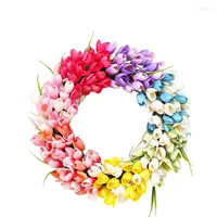 Decorative Flowers Modern Valentine's Day Tulip Artificial Flower Art Wreath Gift Dinning Room Wall Hanging Ornaments Party Easter Home