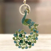 Llaves lindos cristal de diamantes de imitación de rehinestona llavero de llaves de llave verde anillo de la cadena de claves colgante