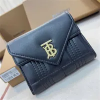 Designer Burbrerys Women Handbags Ba family small wallet sewing design long and short sheepskin gold hardware