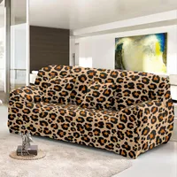 Chair Covers Leopard Print High Stretch 1 2 3 4 Seats Sofa Cover Soft Non-slip Slipcover For Dining Home Living Room El Decoration