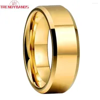Wedding Rings 6mm 8mm Gold Tungsten Carbide Engagement For Women Men Band Beveled Edges High Polished Shiny Comfort Fit