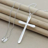 Colliers de pendentif 925 Zilveren Hanger Lange Kruis Kettingen d￩contract￩ r￩tro Sieraden Ketting Voor Voor Voor Mannen Party Gift
