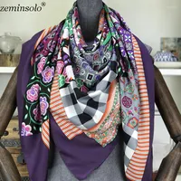 Scarves Silk Scarf Women Hijab Chain Design Print Square 130 130cm Satin Shawl Fashion 2022 Female Bandana Wrap Lady Gift