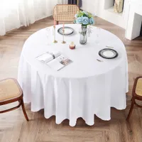 Masa Bezi Beyaz Yuvarlak Saten Masa Masa Masa Masa Kapak Yemek Dekorasyonu Basit düz renkli masa örtüsü Otel Ev Düğün Dekor J221018