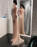 Elegant Sexy Backless Halter Beads Sheath Prom Dresses Sleeveless High End Quality Evening Party Dress s8751815