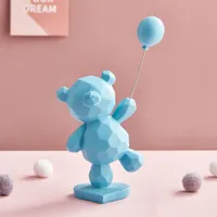Decorative Objects Figurines Abstract Balloon Bear for Interior Modern Home Decor Geometric Resin Statue Desktop Christmas Decoration Gift 221129