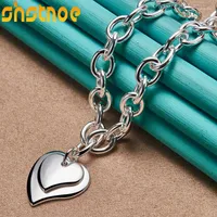 Chains 925 Sterling Silver Double Heart Pendant Necklace 18 Inch Chain For Women Man Engagement Wedding Fashion Charm Jewelry