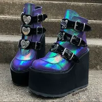 Boots Brand High Platform Ankle Women Fashion PVC Strap Decorating Wedges Shoes Woman 35-43 221129