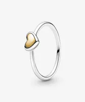 Handfinished 925 Sterling Silver Domed Golden Heart Ring For Women Wedding Engagement Rings Fashion Jewelry9217620