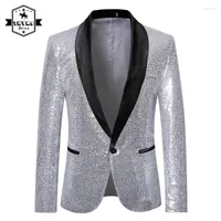 Men's Suits Gold Sequins Blazers For Men Casual Dance Suit Silver Shiny Fashion Jacket Night Club DJ Stage Performances Party Coats