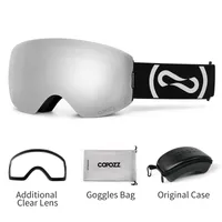 Ski -bril Copozz Magnetische Winter UV400 Bescherming Antifogglazen Mannelijke vrouwelijke Clear Lens Case Kit Set Snowboard Eyewear 221130