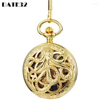 Pocket Watches Octopus Mechanical Watch Roman Numerals Skeleton Luxury Gold Black Squid Hollow Case Male Fob Chain Clock For Men Women