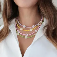 Choker kbjw Original romantische Perlen Halskette gelb rosa hellpilze Qualit￤t Perlen Frische Sommer -Look -Accessoires f￼r M￤dchen