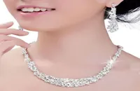 New Crystal Bridal Jewelry Set silver plated necklace diamond earrings Wedding jewelry sets for bride Bridesmaids women Bridal Acc1392549