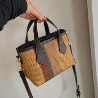 2023 Women's Canvas striped cross-body Bags with contrasting colors 2022 Fashion Designer Handbag simple fashion small square bag A22