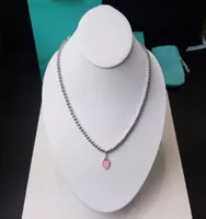 Estilo de dise￱ador de marca Famoso collar de coraz￳n de coraz￳n que vende una cadena de cuentas de nectarina de esmalte verde rosa rojo 925 STERLI8201859