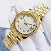 Luxury Gold White Dial Stainless Steel Women Automatic Mechanical Newly Bussiness Watch High Diamond Mens Watches 09131