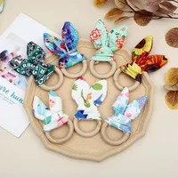 Baby Pacifiers Ring Cotton Cartoon de dentition Teether New-Born Toys Natural Wooden Flower E20374