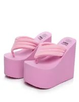 ladies summer slippers stained wedge heel platform flipflops high heels beach sandals ladies thick high5085811