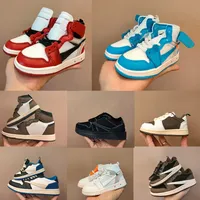 Bebekler ters mocha t sc0tt fragmanları ortaklaşa yüksek düşük og 1s çocuk basketbol ayakkabıları Chicago 1 Bebek UNC spor ayakkabı yürümeye başlayan çocukları yeni doğan bebek ayakkabı