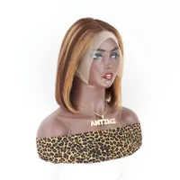 LongGuan P4-27 Highlight Customization Wholesale OEM Brazilian 100% Unprocessed Human Hair Bob Straight 13x4 HD Lace Frontal Wigs
