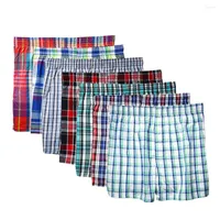 Underpants Men's Casual Loose Wide Leg Cotton Boxer Shorts Home Wear Underwear Striped Plaid L-3XL