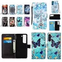 Leather Wallet Cases For Samsung S23 Ultra Plus A14 Galaxy A54 5G Panda Tiger Tower Animal Lace Flower Butterfly Rose Cartoon Cute Holder Flip Covers Book Girls Pouch